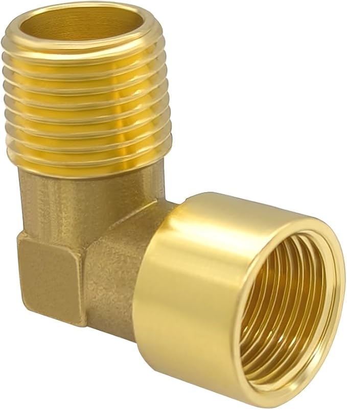 Hooshing 2PCS 90 Degree Street Elbow 1/2" NPT Male to 1/2" NPT Female Brass Pipe Fitting