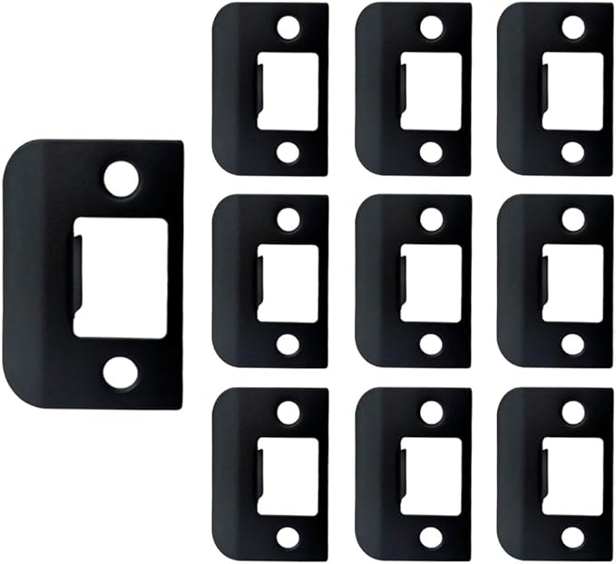 QCAA Solid Brass Extended Lip Strike, 1-1/2"X2-1/4", Matte Black, 10 Pack, Made in Taiwan