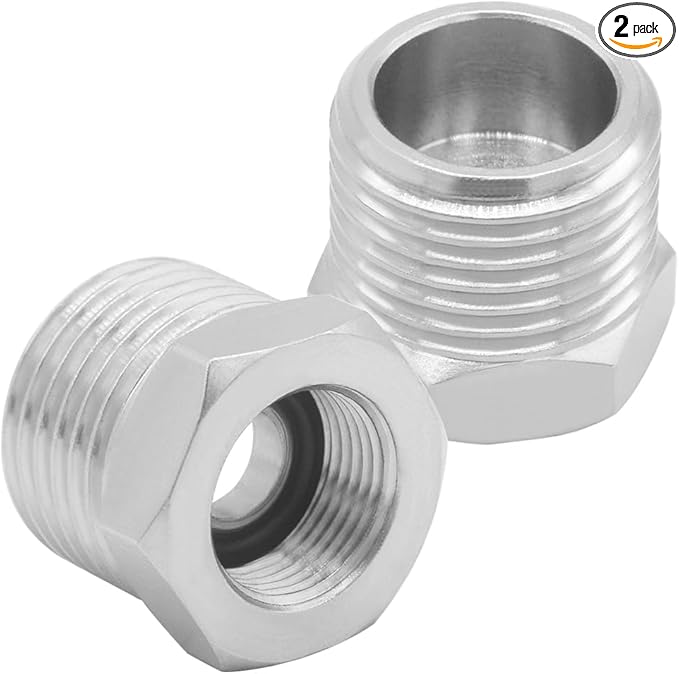 Joywayus 1/2 G Male to 3/8 Compression Female Thread Bushing Pipe Fitting, Nickel Plated Brass Reducer Faucet Connector Water Hose Adapter, Supply Line Adapter for RV Kitchen Bathroom Plumbing 2PCS