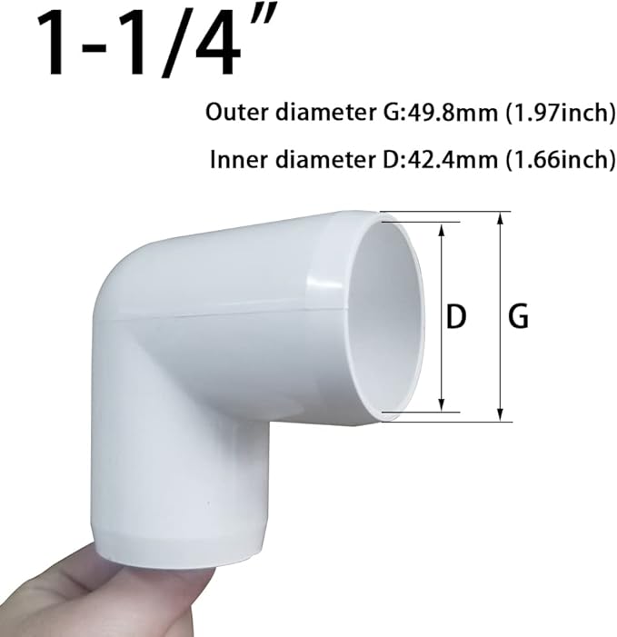 1-1/4" 90 Degree PVC Elbow Fitting, Furniture Grade 2 Way Right Angle Elbow Side Outlet PVC Corner Fittings for DIY Building Furniture Greenhouse Shed Tent Connection (Pack of 8)