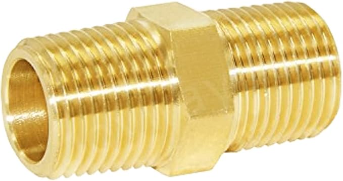 Joywayus 5Pcs Brass Pipe Fitting Hex Nipple Equal 3/8" Male NPT Male Air Fuel Water