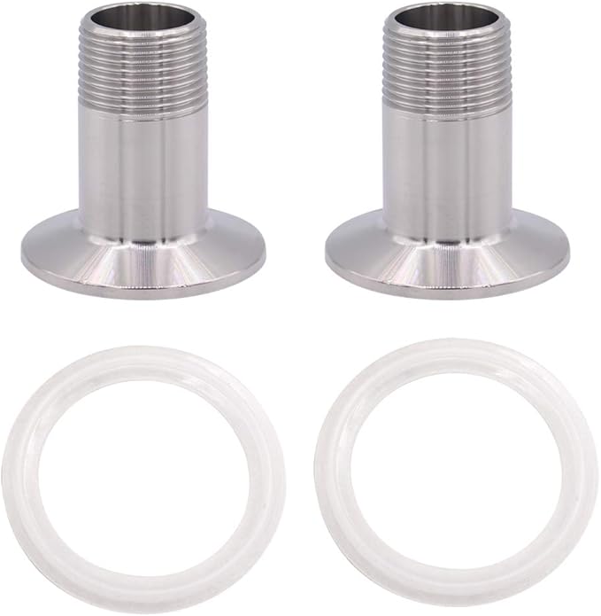 DERNORD 2 Pack Sanitary Male Threaded Pipe Fitting to TRI CLAMP with 2 Silicone Gaskets(OD 50.5mm Ferrule) (Pipe Size: 3/4" NPT)