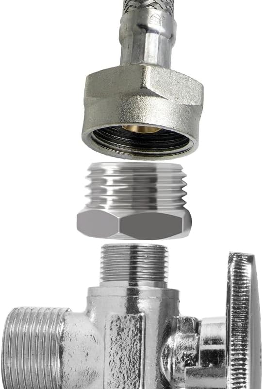 Beduan Brass Water Line Adapter G 1/2 to Compression 3/8 Reducer Hose Pipe Adapter Compression Fitting for Kitchen Bathroom Faucet Supply Hose, Stop Valve Pipe Connector (Pack of 4)
