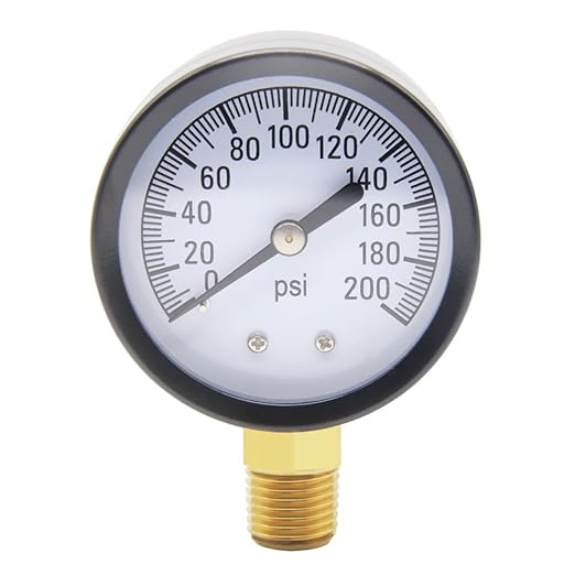 Pressure Gauge 0-200PSI 1/4" NPT Male Brass Bottom Mount 2" Dial Stainless Steel Case Universal Multifunctional