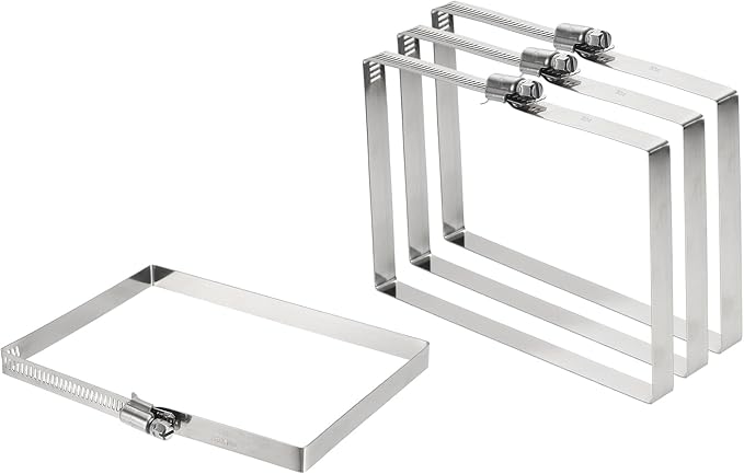 uxcell 4Pcs 304 Stainless Steel Rectangular Hose Clamp, Adjustable 5.9 x 3.9 Inch Square Worm Gear Duct Pipe Tube Clamps for Ducting Bracket Cable Tray Bridge Project Systems, Silver