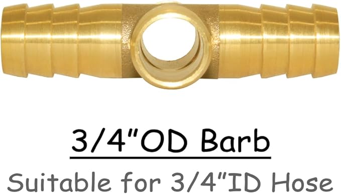 2PCS Solid Brass 3/4"OD Barb Fittings 4-Way Union Intersection Hose Pipe Barb Fitting for Water/Oil/Gas