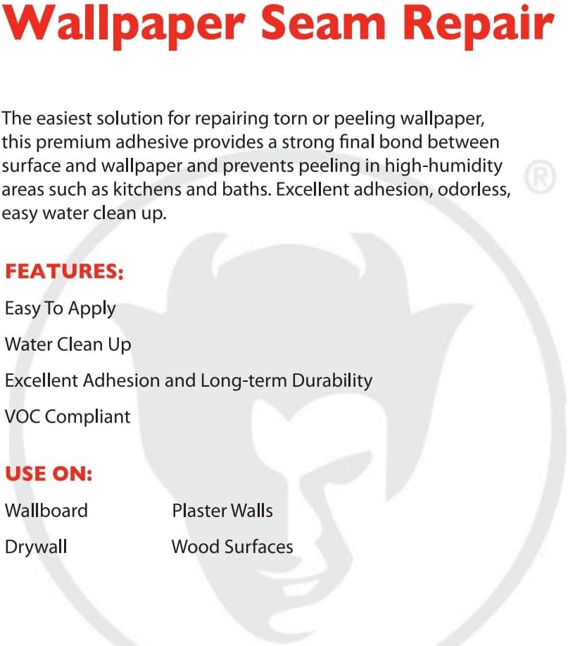 Red Devil 0878 Wallpaper Seam Repair, Wallpaper Adhesive, House & Home Restore Premium Wall Paper Glue & Paste, Clear, 5 oz