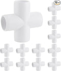 12 Pack 3/4 Inch 4 way Cross PVC Fittings Furniture Grade Elbow Fittings,Tent PVC Connectors and Greenhouse Pipe Fittings