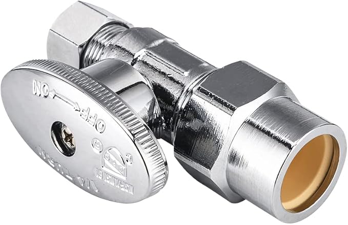 (Pack of 5) EFIELD 1/4 Turn Straight Stop Valve 3/8" OD Compression X 1/2" CPVC Pipe Connection, Chrome Plated Brass,(VALVE073-5PCS)