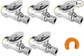 WiseWater Push Connect Straight Stop Valve, 1/2" Push Inlet x 3/8" Compression Outlet, 1/4 Turn with Disconnect Clip, Chrome Plated Brass Shut Off Valve for Ice Maker & Water Filter (5-Pack)