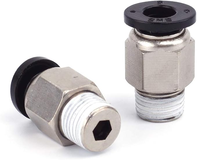 SNS 6mm Tube OD x 3/8 NPT Male Straight Nickel Plated Brass Push to Connect Pneumatic Fittings（10 PCS） SPC6-03NPBK