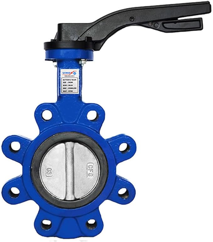 UNOX Lug Type Butterfly Valve DN100 (4"), Iron Disc with Cast Iron Body, EPDM Gasket, PN16 Working Pressure for Industrial Flow Control - Lug Type Valve for Liquids and Gases