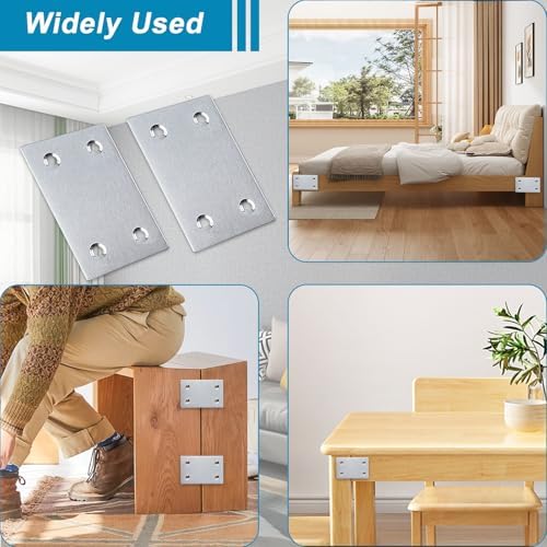 50PCS Flat Straight Brace Brackets,2.35x1.5 Stainless Steel Brackets