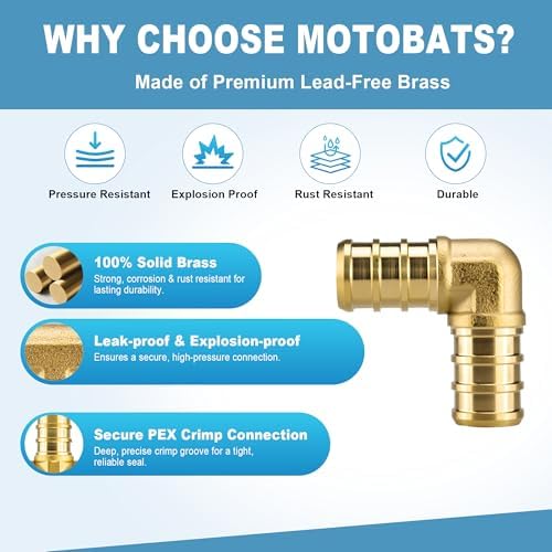 25 Pack 1/2"PEX Fittings,1/2" Pex 90 Degree Elbow,Heavy-Duty Brass Crimp Fittings for PEX Pipes with Leak-Resistant Brass Fitting for PEX Tubing Pipe,PEX Piple Plumbing