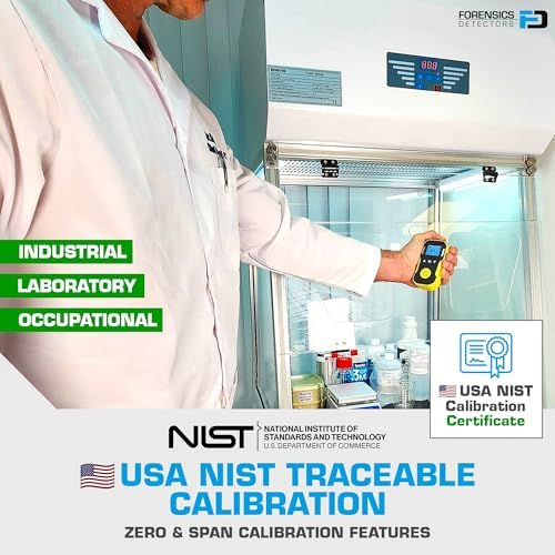 Oxygen Detector by Forensics | USA NIST Calibration & Certificate | Dust & Explosion Proof | USB Recharge | Sound, Light and Vibration Alarms | 0-30% O2 |