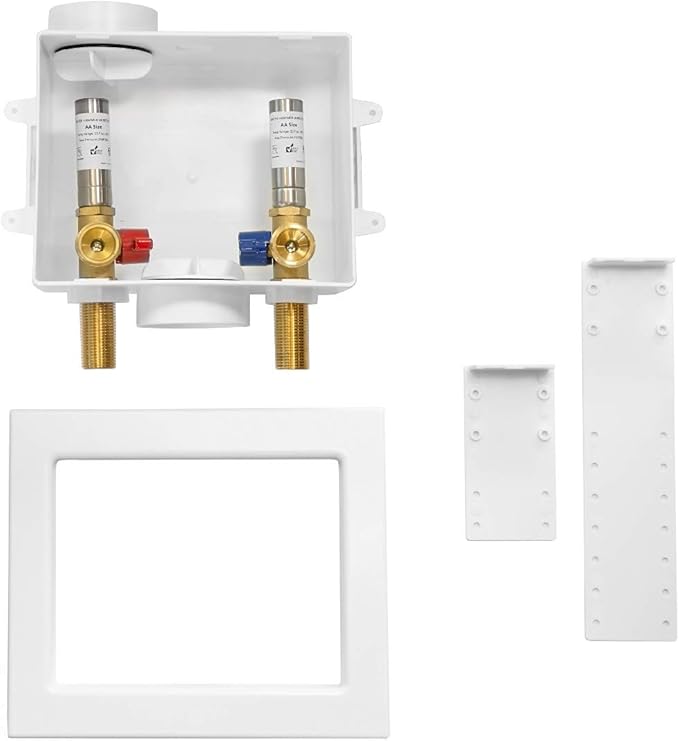 EFIELD Washing Machine Outlet Box with Center Drain, 1/2 inch x 3/4 inch MHT (1/2'' -Inch Sweat Connection MIP) with Stainless Steel Water Hammer Arrestor,(WM006)