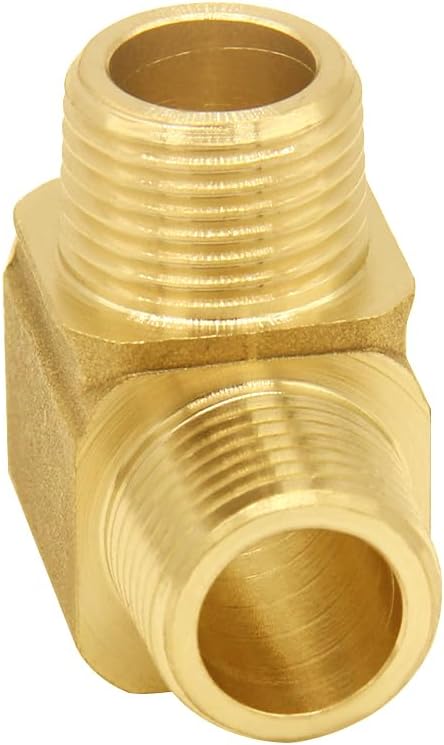 Joywayus Brass Pipe Fitting Barstock Tee 3 Way NPT 1/4" Male x 1/4" Male x 1/4" Male Hose Fitting (Pack of 2)