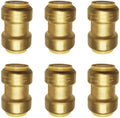 HQMPC 1" Pex Fitting Straight Coupling Push Fit PEX Fittings, Push-to-Connect Copper, CPVC, No Pb Brass Plumbing Fittings (6, 1 Inch(1"))