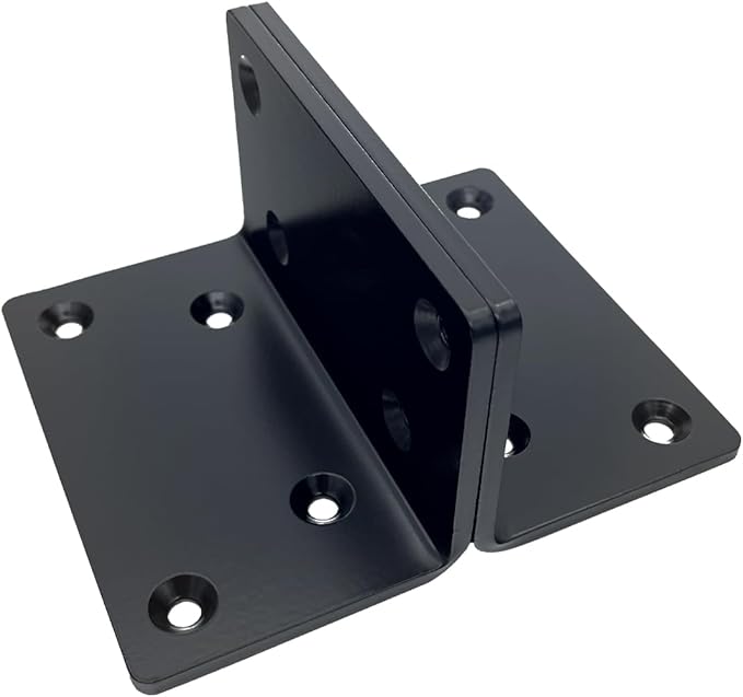 2 Pcs 5" Black Heavy Duty L Right Angle Steel Brackets,90 Degree Metal Corner Countertop Bracket,Countersunk Design Max Load 230LB for Timber Wood Furniture Shelves Support.Thickness 5mm