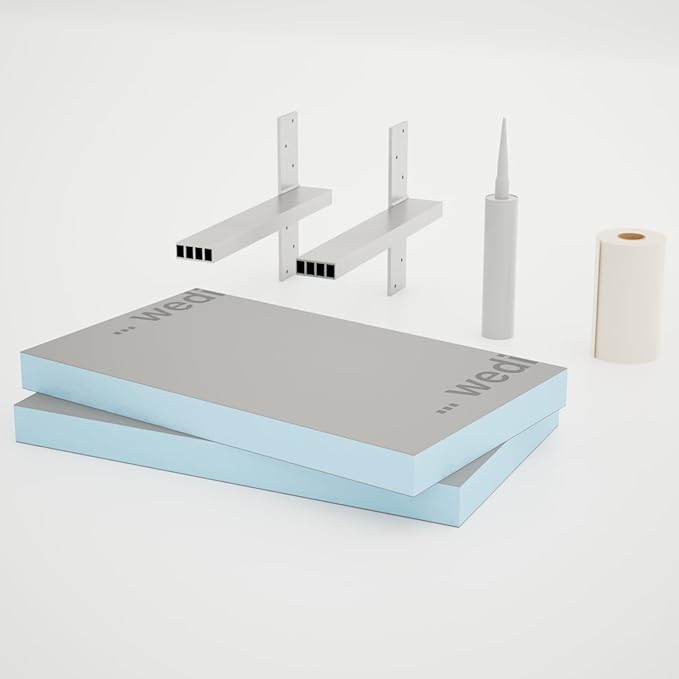 The Original Floating Shower Bench Kit­® with Wedi® Building Boards & Original Shower Bench Bracket® (12x18)-Great for New Constructions or Bathroom Renovations, Ready to Tile Shower Bench