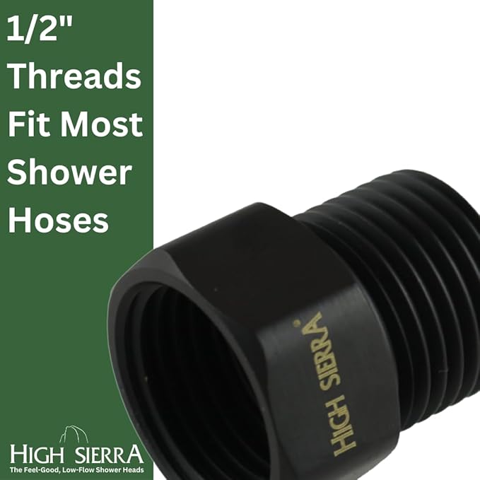 High Sierra® - Solid Metal Certified Vacuum Breaker and Backflow Preventer for Handheld Shower Heads - Matte Black Finish