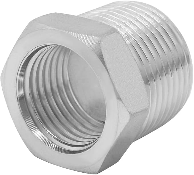 Joywayus Stainless Steel Hex Head Bushing Reducer Pipe Fitting 1 NPT Male × 3/4 NPT Female (Pack of 2)