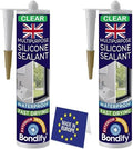 Waterproof Clear Silicone Caulk for Window & Door, Kitchen & Bathroom, Silicone Sealant Clear, Solvent Free, 2PCs x 10oz, Ideal for Sink, Sanitary, Bath, Shower Sealant, Window Frame Sealant