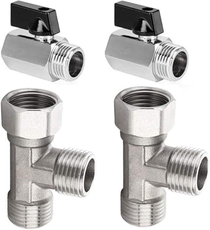 Multi Directional 3 Way Ball Valve Set For Plumbing Systems Featuring 90 Degree Lever Rotation For Water Flow Control