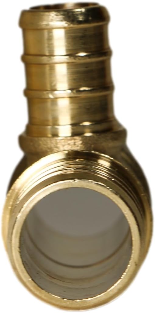 XFITTING 3/4 inch x 3/4 inch x 1/2 inch Pex Tee, Reducing Tee, Pex B Crimp Version, Brass, 25 Pieces