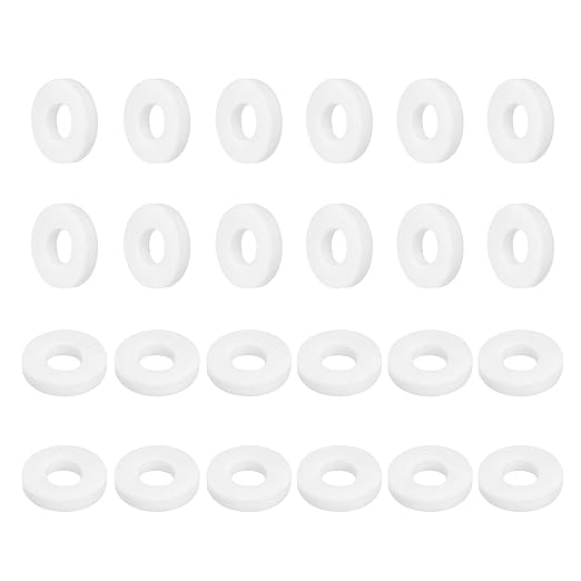 MECCANIXITY PTFE Flat Washers, 24Pack 12mm OD 5mm ID 2mm Thick Sealing Spacer Gasket Ring for Faucet Pipe Hose Bolt Machinery, White