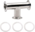 DERNORD Clamp Tee 3 Way Stainless Steel 304 with 3 Silicone Gaskets Fits 1.5" Tri Clamp, 38mm Pipe OD Sanitary Fittings (1.5 inch)
