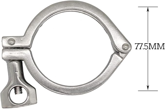 QiiMii Stainless Steel 304 Single Pin Heavy Duty Tri Clamp with Wing Nut for Ferrule TC 2.5" with 1 pc Silicone Gasket, 2 Pack