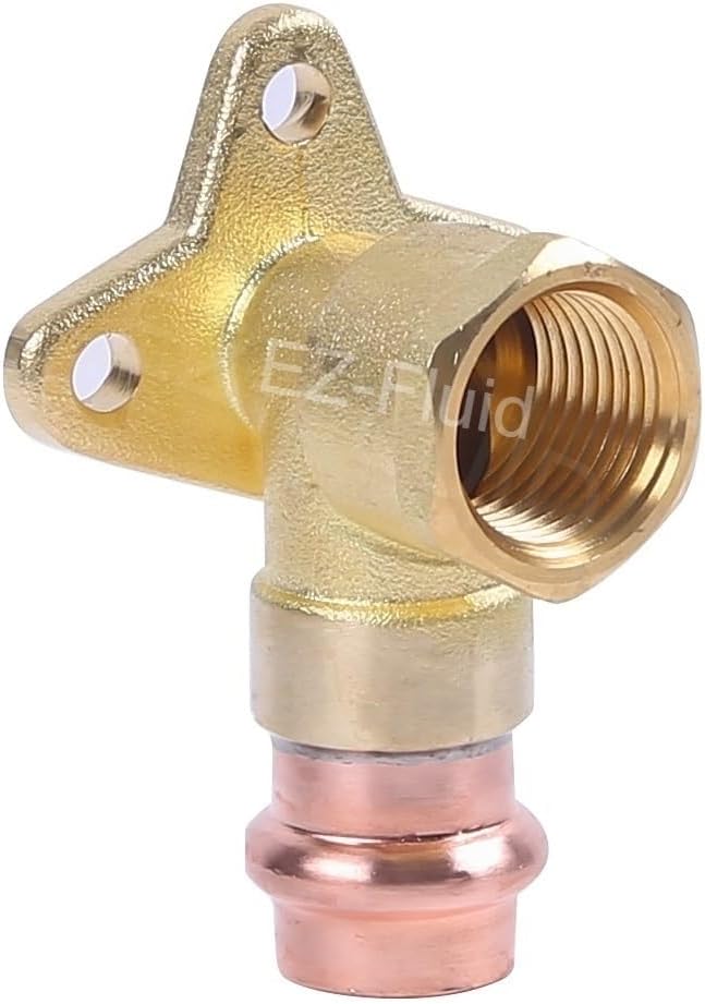 EZ-Fluid (1pc) 1/2" FIP x Propress Drop Ear 90 Degree Elbow,Press x FIP Brass Shower Drop 90 Elbow,HeavyDuty Brass Drop Ear,ProPress Press Copper Fitting Connection Plumbing Fittings