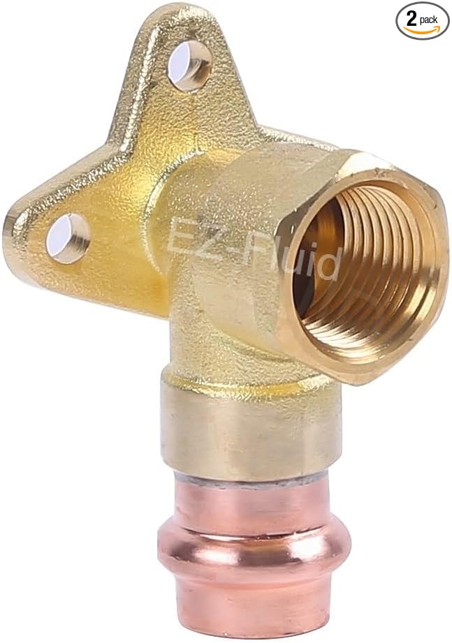 EZ-Fluid (2pc) 1/2" FIP x Propress Drop Ear 90 Degree Elbow,Press x FIP Brass Shower Drop 90 Elbow,HeavyDuty Brass Drop Ear,ProPress Press Copper Fitting Connection Plumbing Fittings