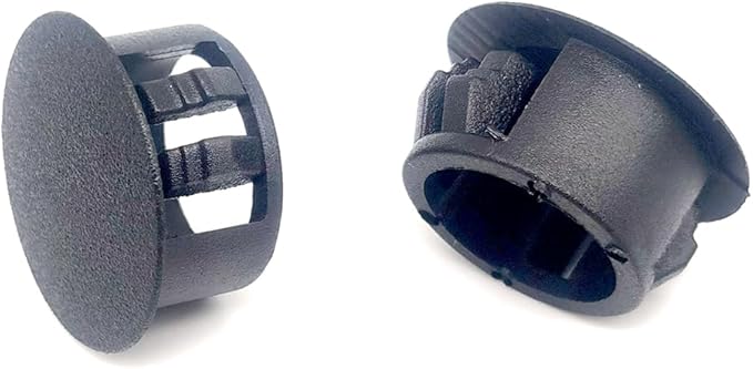 Hole Plugs 5/8" Plastic Flush Type Hole Plugs for Hole Snap in Locking Hole Tube Screw Caps Drilling Cover Plugs Fastener Covers for Kitchen Cabinet Furniture Black 50 Pack - Black