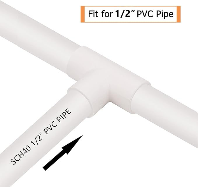 20 Pack 3 Way 1/2 Inch Tee PVC Fittings, 1/2inch SCH 40 PVC Pipe Fitting Adapter for Water Supplies Build PVC Furniture DIY Garden Shelf Greenhouse (Socket *Socket*Socket)