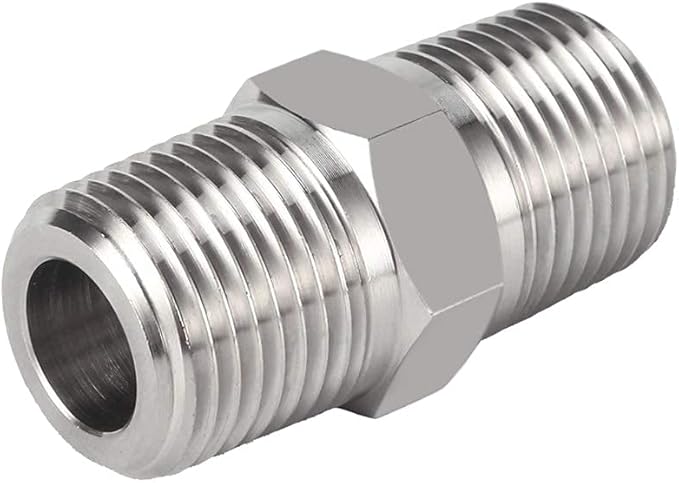 Joywayus Hex Nipple 1/8"NPT Male x 1/8"NPT Male Threaded Stainless Steel 304 Threaded Nipple Pipe Fittings for Brew Kit Home Piping (Pack of 5)