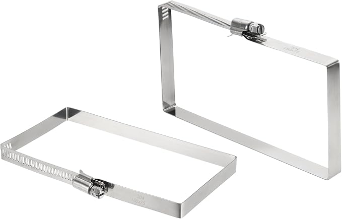 uxcell 2Pcs 304 Stainless Steel Rectangular Hose Clamp, Adjustable 5.9 x 3 Inch Square Worm Gear Duct Pipe Tube Clamps for Ducting Bracket Cable Tray Bridge Project Systems, Silver