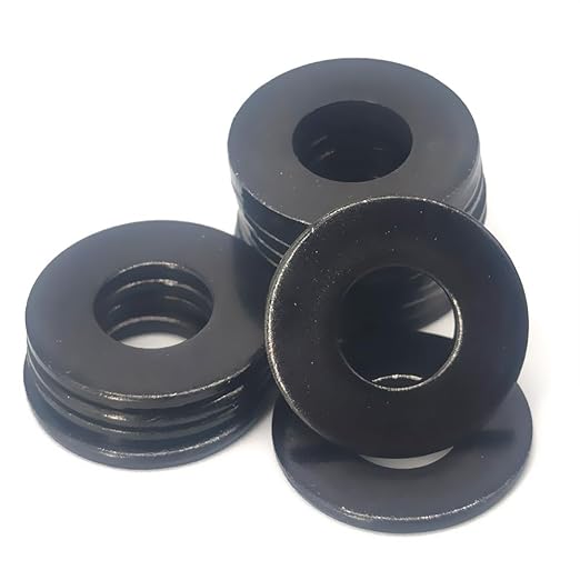 50 Pcs 1/4" Stainless Steel Washers, 18-8 (304) Stainless Steel Flat Washers for Bolts and Screws, Black Oxidized