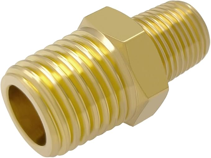 Hooshing 5PCS 1/4" to 1/8" NPT Male Brass Hex Nipple Reducing Pipe Fitting Adapter
