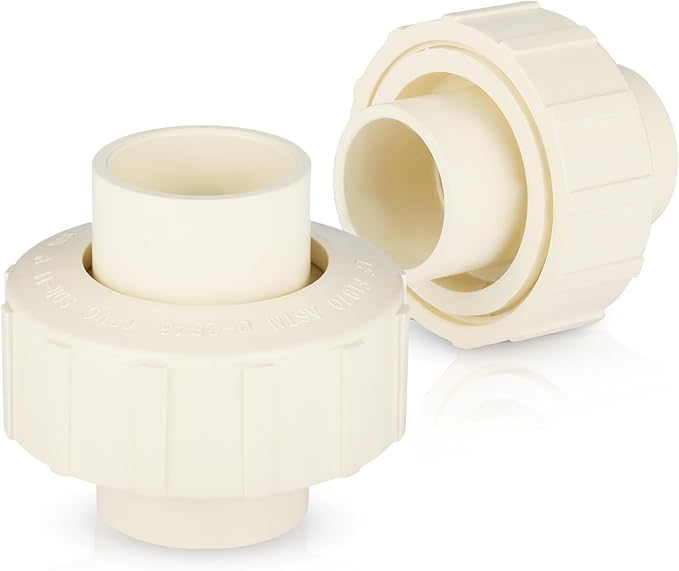 (2 Pack) EFIELD 1" Inch CPVC Slip Union, CTS x CTS Union Solvent Connection Fittings,(CPVC032-2)