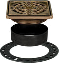 Schluter Kerdi-Drain Classic Shower Grate Kit with Integrated Slope Bonding Flange - Ideal for Tile Showers - 4" Grate Size, Square, Oil-Rubbed Bronze Grate Finish - KD4GRKEOB