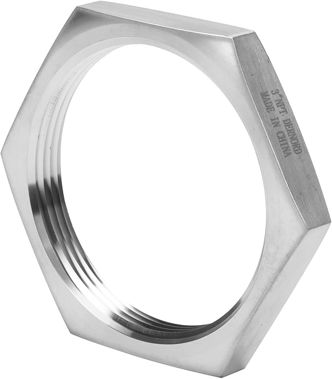 DERNORD Cast Pipe Fitting Stainless Steel 304 Hex Locknut NPT Female 3" (Pack of 1)