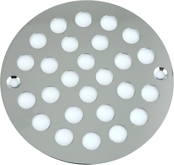 4 Inch Screw-in Round Shower Drain Cover Replacement Floor Drainer with Screws (Chrome)