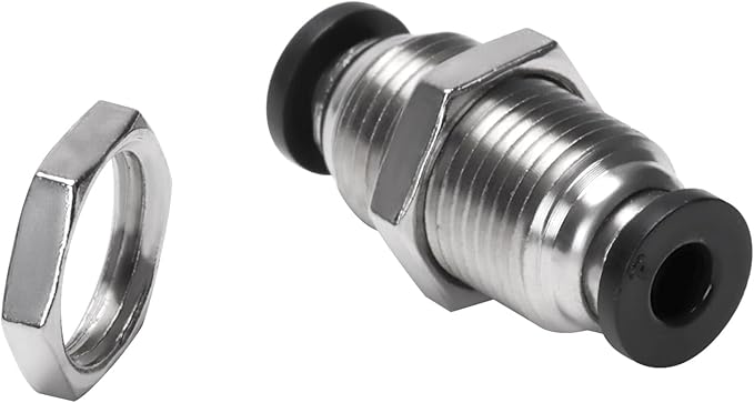 Bulkhead Union Push to Connect Tube Fitting 4mm Tube OD Double Threaded (5 Packs)