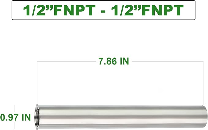 TAISHER 2PCS Stainless Steel Pipe Fittings, 1/2" NPT x 1/2" NPT Female Threaded, 8" Length Nipple Cast Pipe