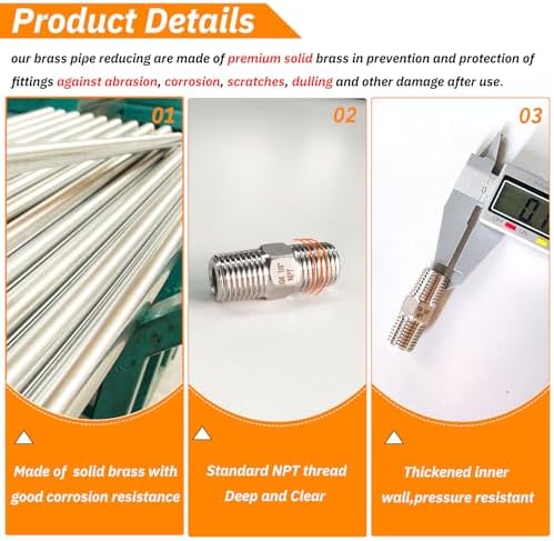 4PCS Hex Stainless Steel Nipple 1/4"NPT Male X 1/4" NPT Male Pipe Fitting 1/4 inch Stainless Steel Pipe Nipples Male Pipe Adapter Fittings Heavy Equal Nipples Connectors