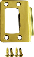 QCAA Solid Brass Door Latch Restorer Strike Plate, Universal Door Lock Plate, 2-1/4" x 1-3/4", Polish Brass, 1 Pack, Made in Taiwan