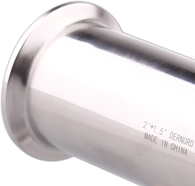 DERNORD Reducing Clamp Tee 3 Way Stainless Steel 304 Sanitary Fitting (2 inch x 2 inch x 1.5 inch)