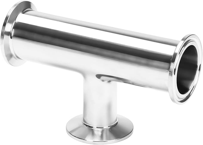 DERNORD Reducing Clamp Tee 3 Way Stainless Steel 304 Sanitary Fitting (Pipe OD: 1.5 inch x 1.5 inch x 1 inch)